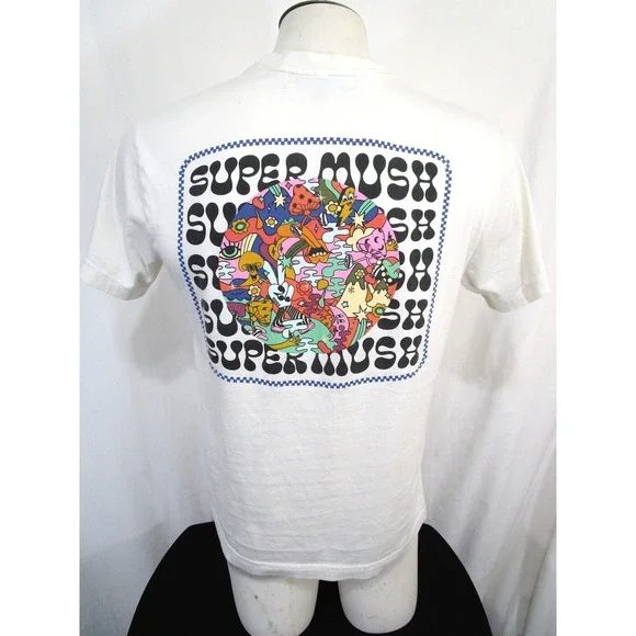 Super Mush Venice CA Psychedelic White T-Shirt Men Sz M - Picture 2 of 10